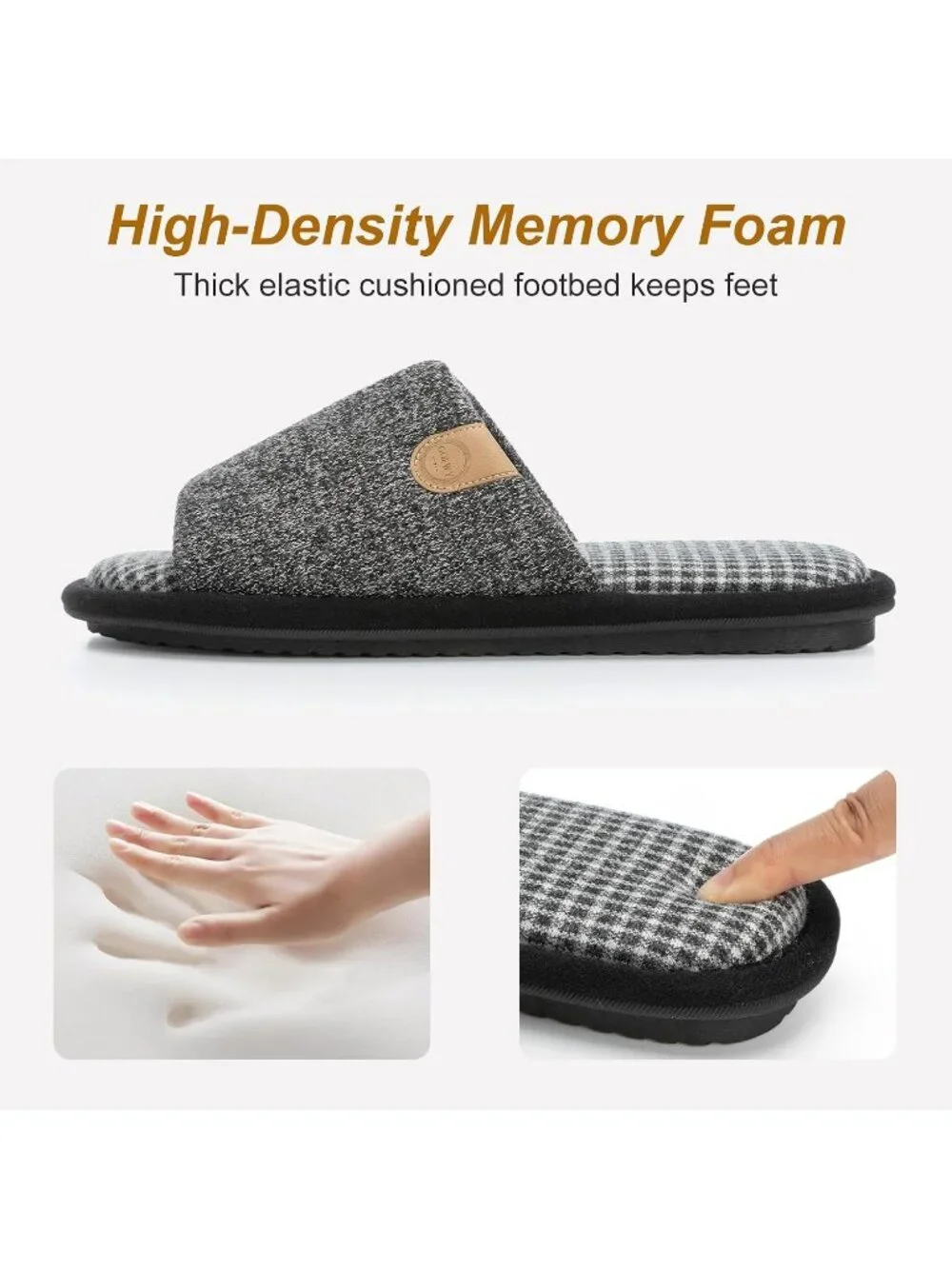 Men's Black Flat Cozy Memory Foam Anti Skid Soft Slip On House Slipper Shoes